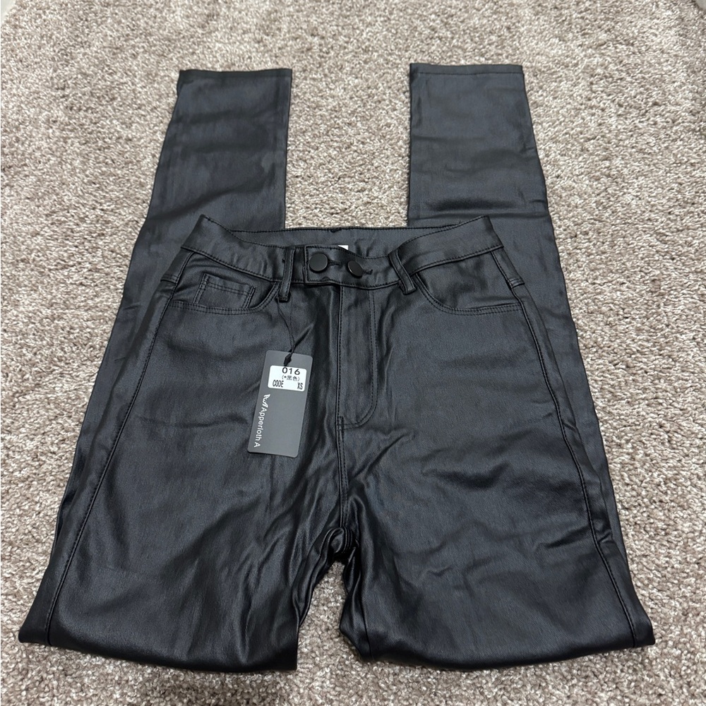 Black Faux Leather Pants